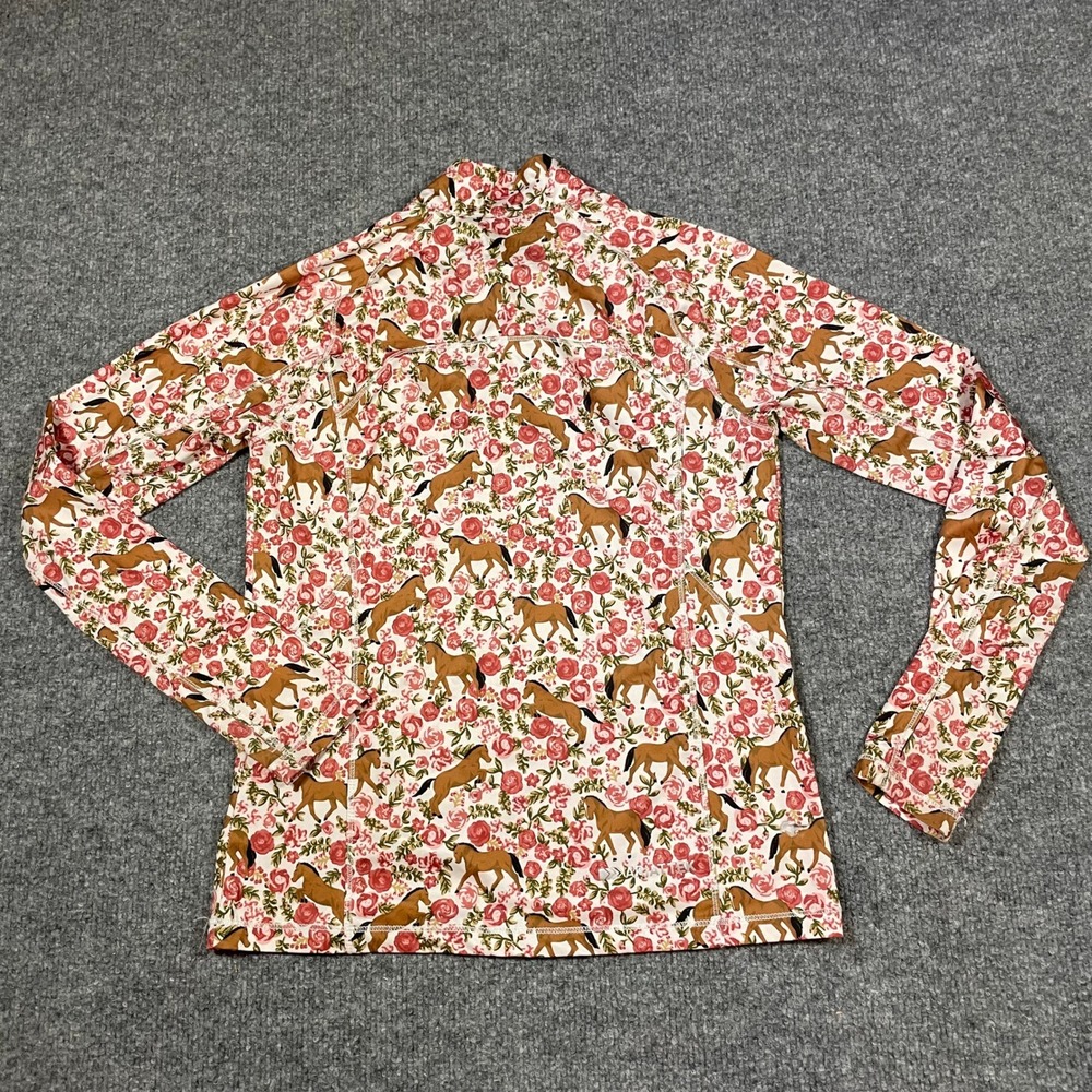 Ariat Sun Protection Shirt youth Large womens XS Horse Floral Zip long sleeve - Picture 2 of 8